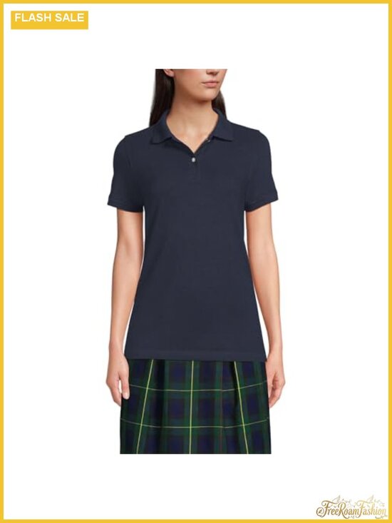 Tops - Womens Mesh Cotton Short Sleeve Polo Shirt Collared Classic Fit